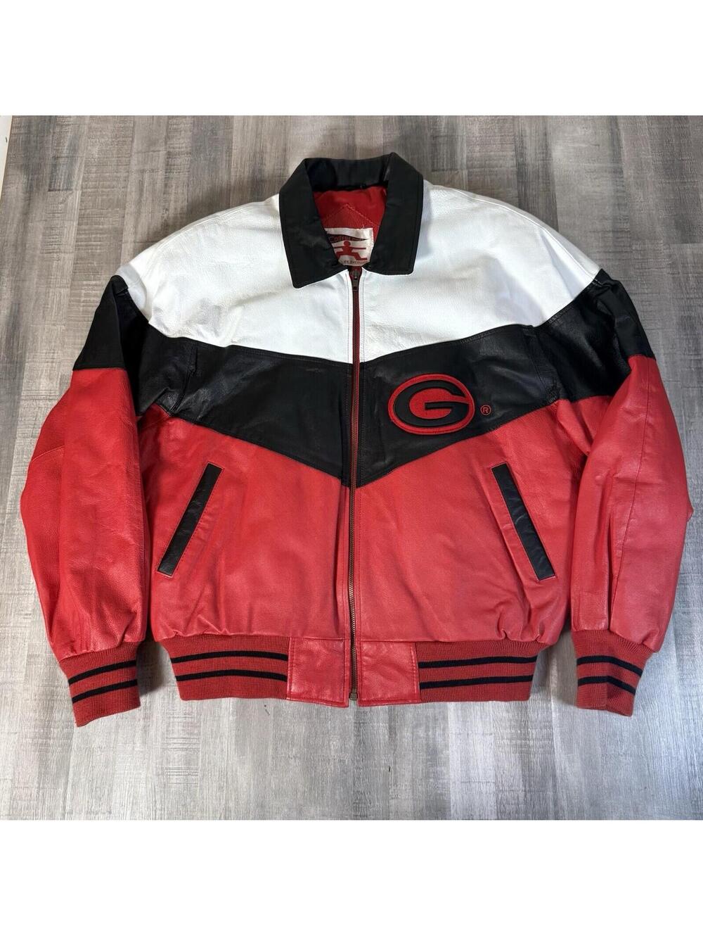 Vintage Georgia Bulldogs Leather Varsity Jacket Men’s Large College Phased 90s